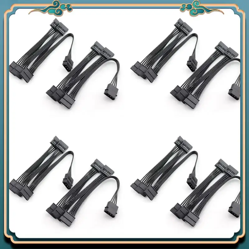 ABJG-8PCS موليكس 4Pin IDE إلى 5 SATA 15Pin القرص الصلب إمدادات الطاقة الفاصل كابل DIY بها بنفسك PC Sever 18AWG 4-Pin إلى 15-Pin الطاقة