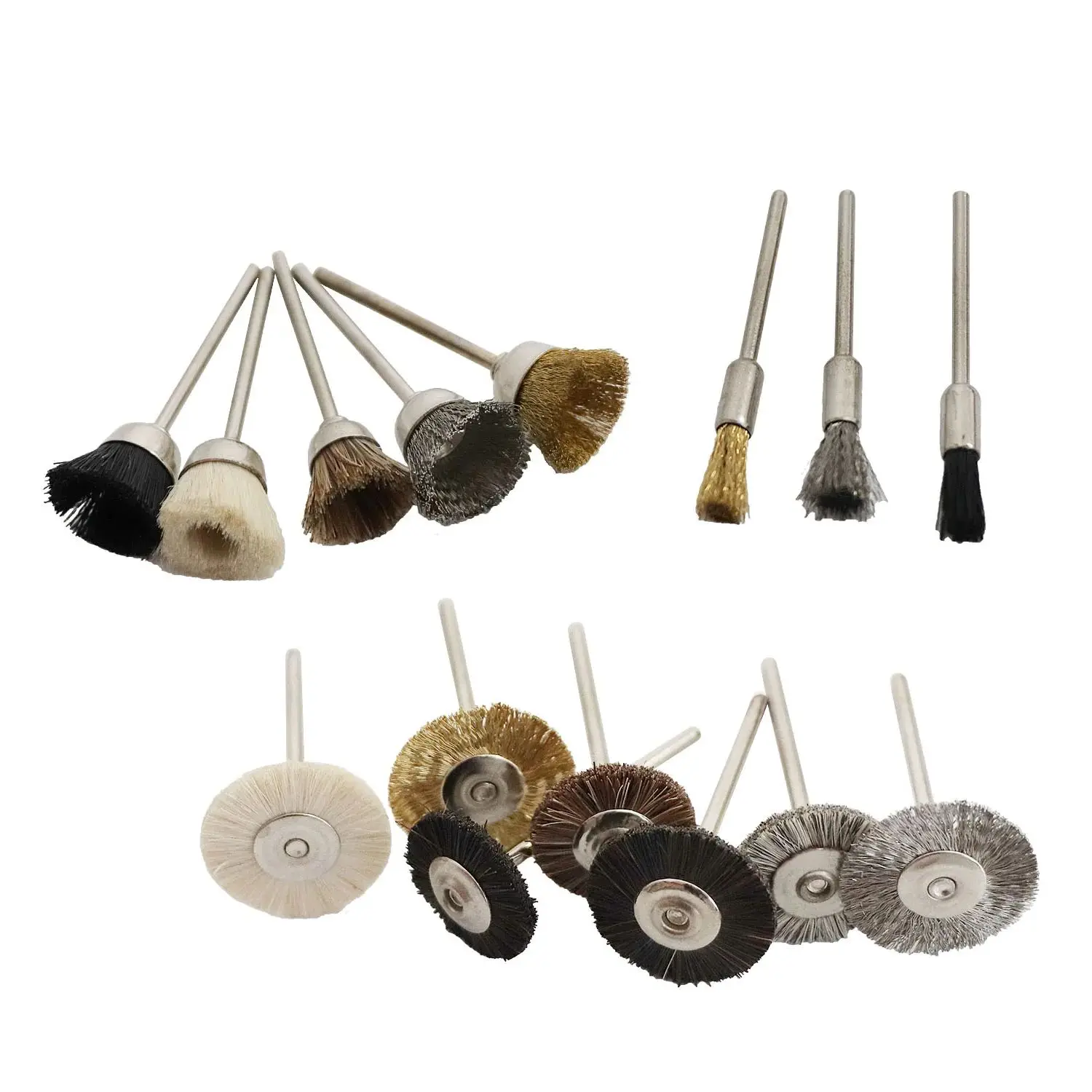 10-Piece Round Grinding Brush Set with Handles - Precision Polishing Tools for Jade Carvings, Walnut Crafts & Fine Detailing