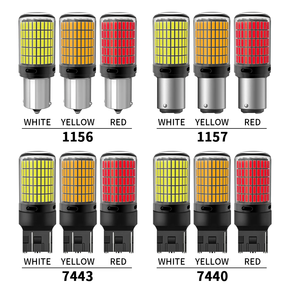 Bombillas LED para coche, luz de señal de giro, freno, lámparas de estacionamiento inverso, 7440 W21W WY21W W21/5W PY21W P21/5W Ba15s BAU15S 3157