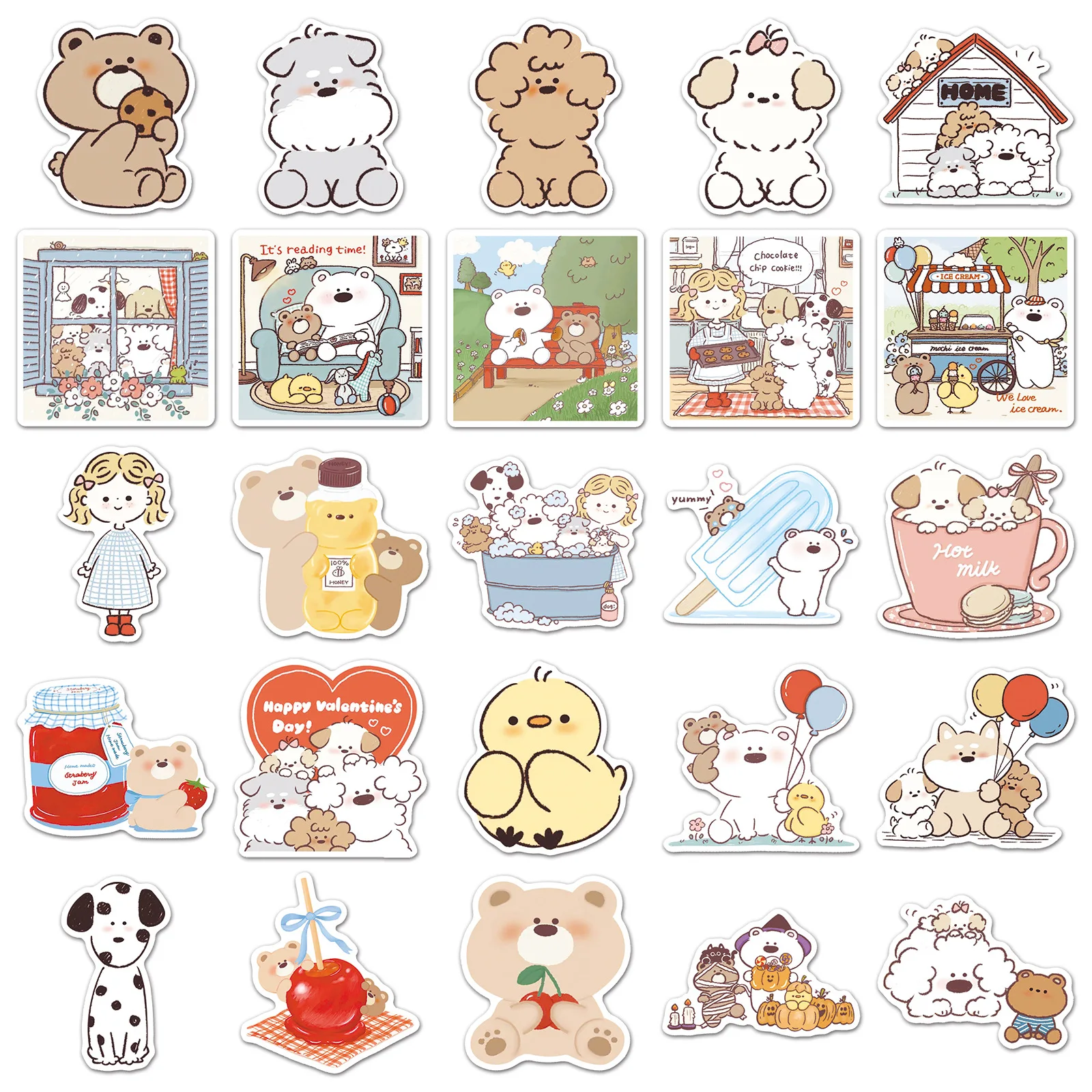 10/30/50PCS Miiiichan Cartoon Japanese Painters Graffiti Cute Animal Decals Dog Decoration Fridge Luggage Laptop Phone Guitar