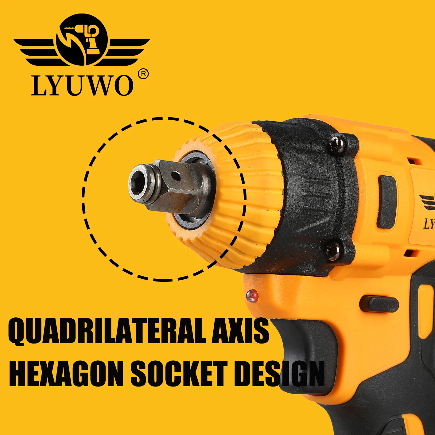 LYUWO Electric Wrench 380NM Brushless Impact Wrench High Torque Automotive Repair Tool, Matched With Makita Battery