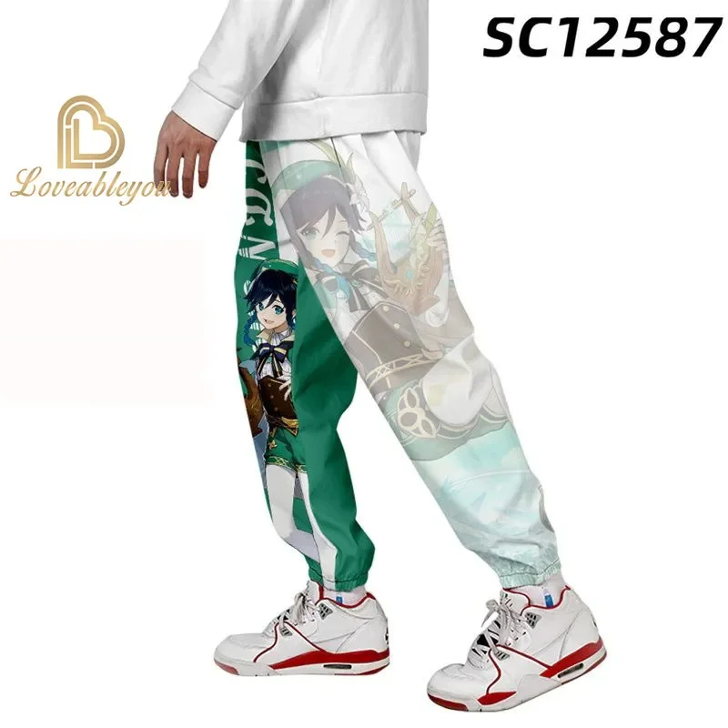 High Quality Fleece Trousers Cartoon Genshin Impact Printed Men Women Men Jogging Pants Hip Hop Streetwear Men Sweatpants