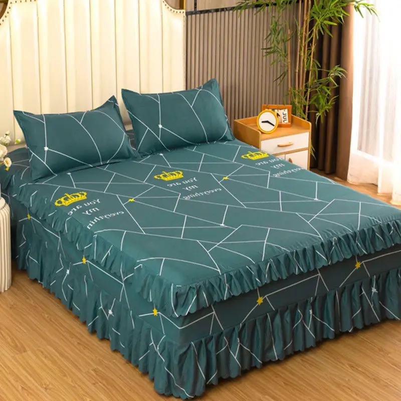 Sábanas planas estampadas para dormitorio, ropa de cama cómoda de algodón lavado, Funda de colchón, tamaño King, Sábana de cama para el hogar, sin