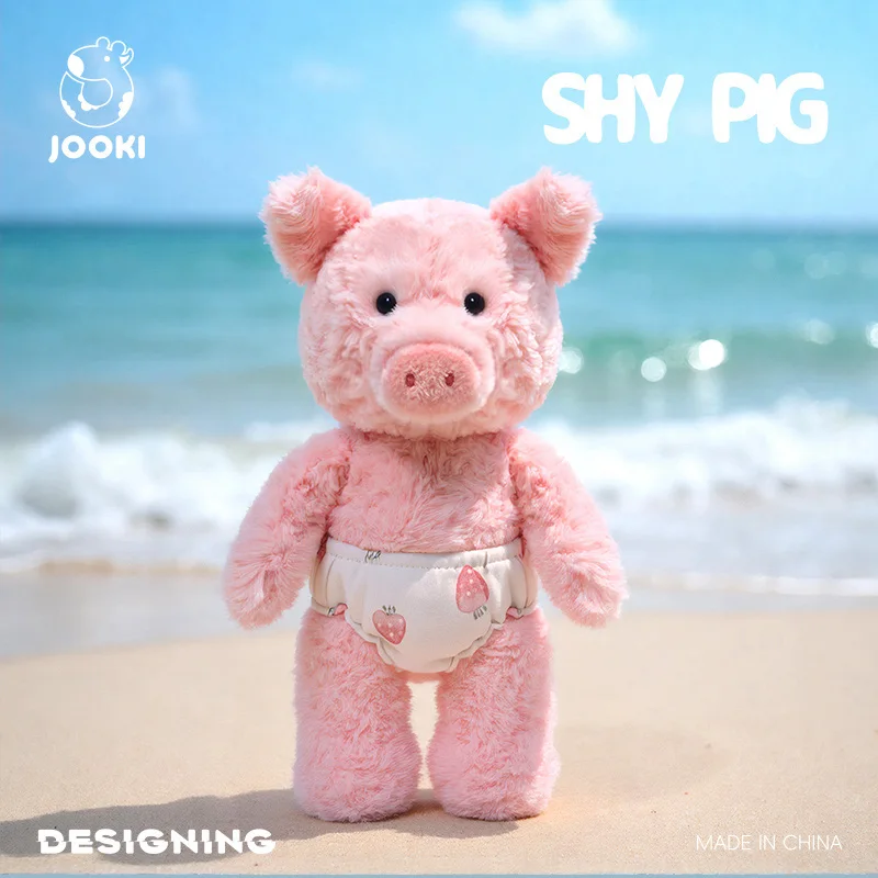 35CM Lovely Pink Pig Plush Toys Soft Stuffed Shy Piggy Doll Cartoon Pink Diaper Pig Animal Plush Toys Girl Kids Birthday Gifts