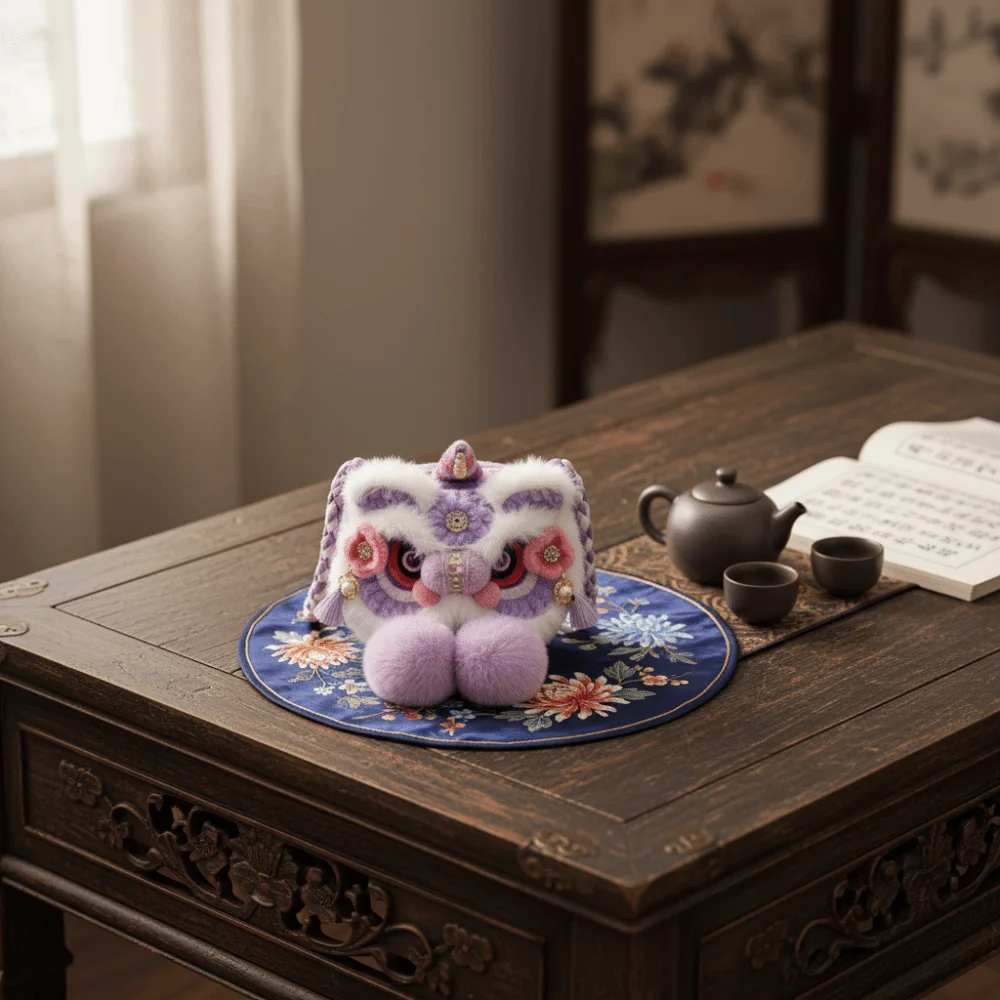 محبوك السنة الجديدة حقيبة كتف النمط الصيني تخزين الأطفال حقيبة الأسد محفظة نسائية للعملات المعدنية مهرجان الربيع الكروشيه الأسد حقيبة الرقص #4