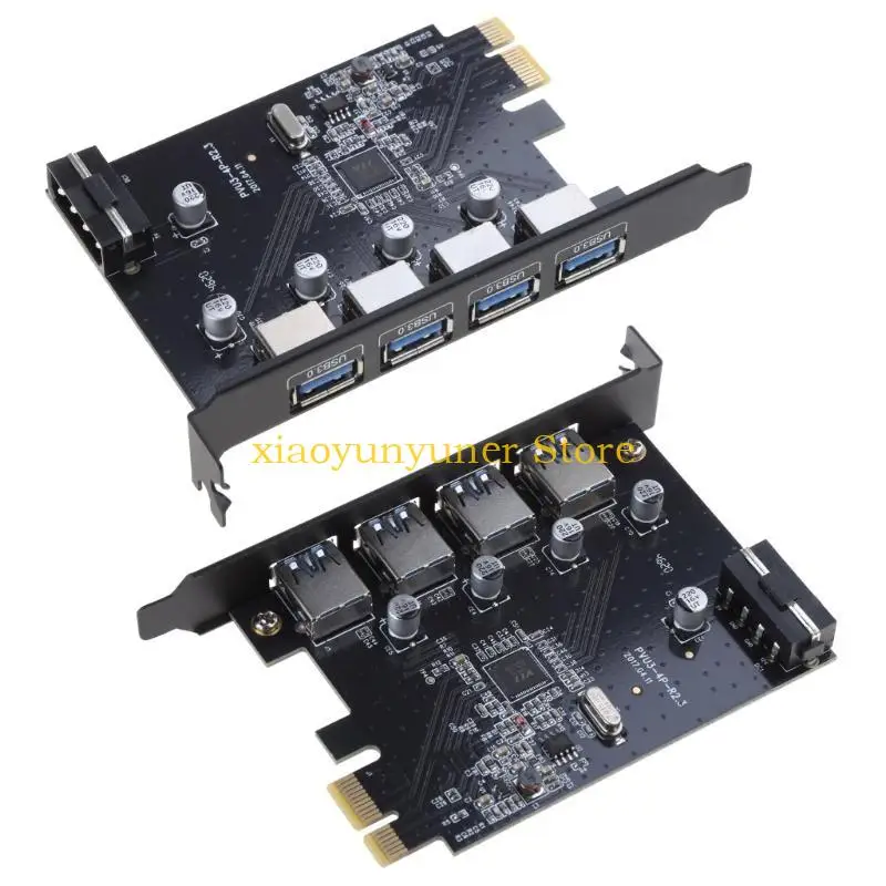 P9JB 4Port USB3.0 PCI-E Expansion Card 4 Port USB3.0 PCI-E for Express Card Splitter Power Connector PCIE Adapter Rapid Expan