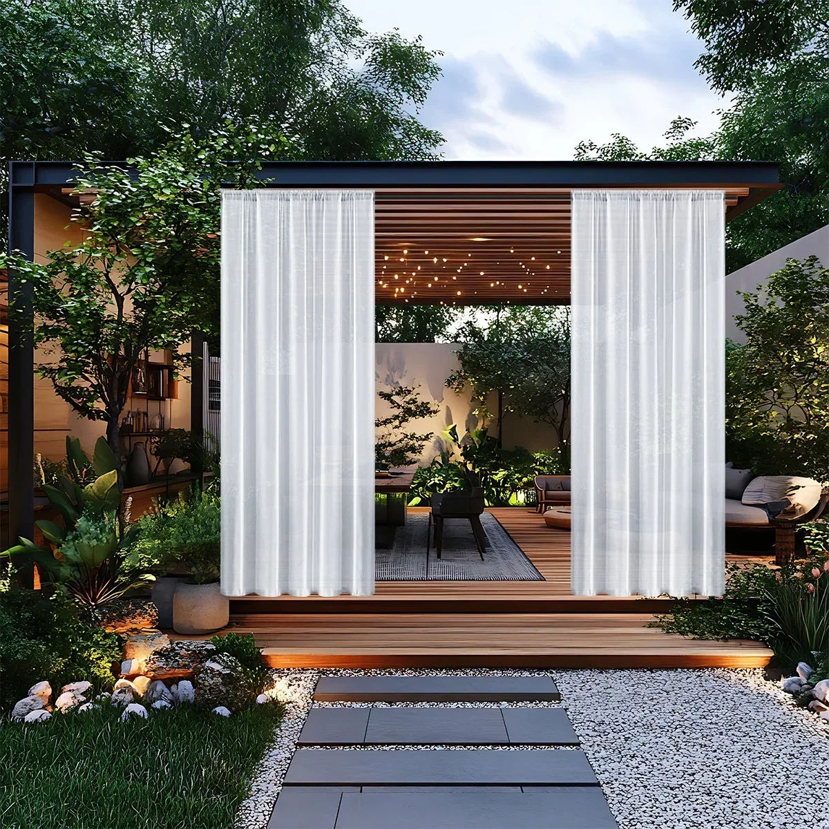 1 Panel Outdoor Curtain for Patio, Premium Privacy Tab Top Exterior Curtain for Porch, Pergola, Cabana, Outdoor Decor/화원 커튼