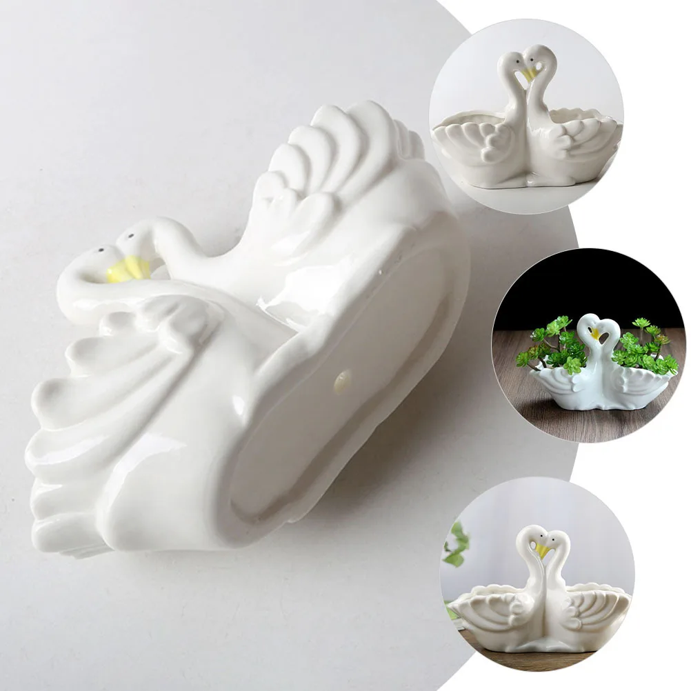 

Cute Swan Succulent Pot Ceramic Plant Container for Indoor Home Garden Decor Small Planter Pots for Plants Cactus Bonsai Office