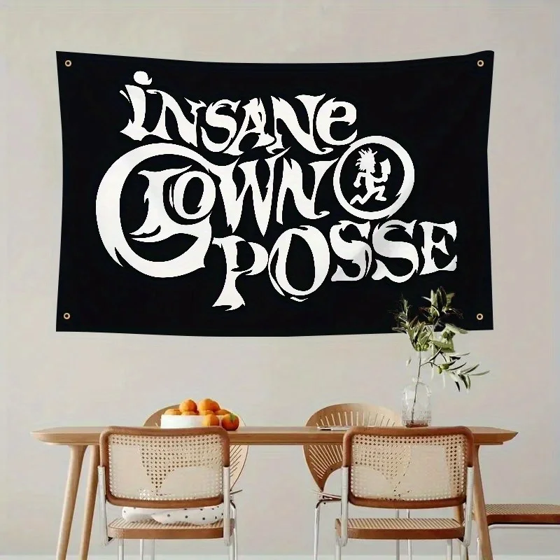 2D Flat, 1pc Insane Clown Posse Logo Flag - Iconic Pennywise & Bubbles Design Party Banner, 3x5 Inch Outdoor/ Decoration with Gr