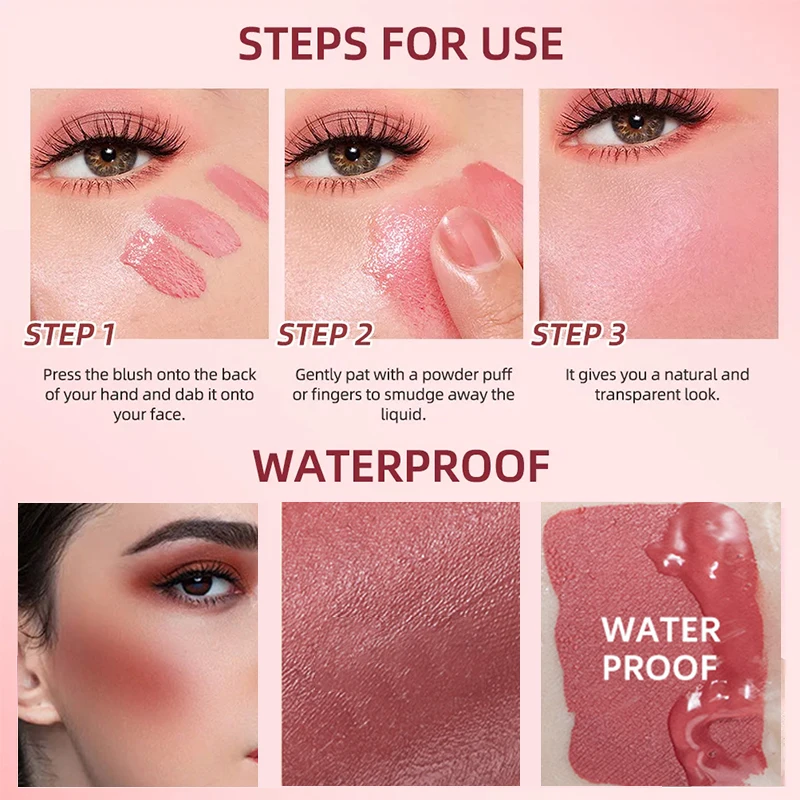 4 Color Liquid Blush 5ml Long-Lasting & Blendable Vegan Cheek TintNatural Flush to Bold Glow | Dewy & Matte Finish Face Makeup