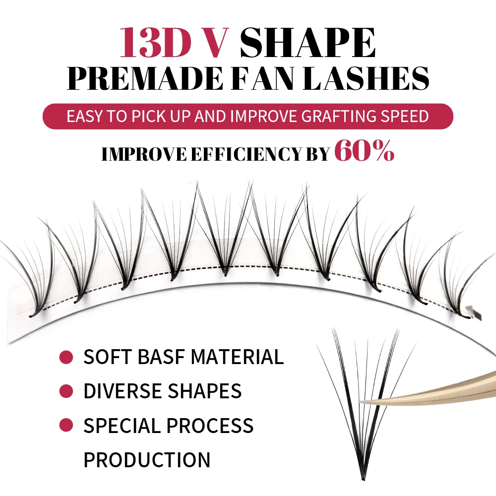 Fadvan Wispy Premade Fan Lashes 13D Eyelash Extension Spikes V Shape Volume Fans Faux Mink Soft False Lash