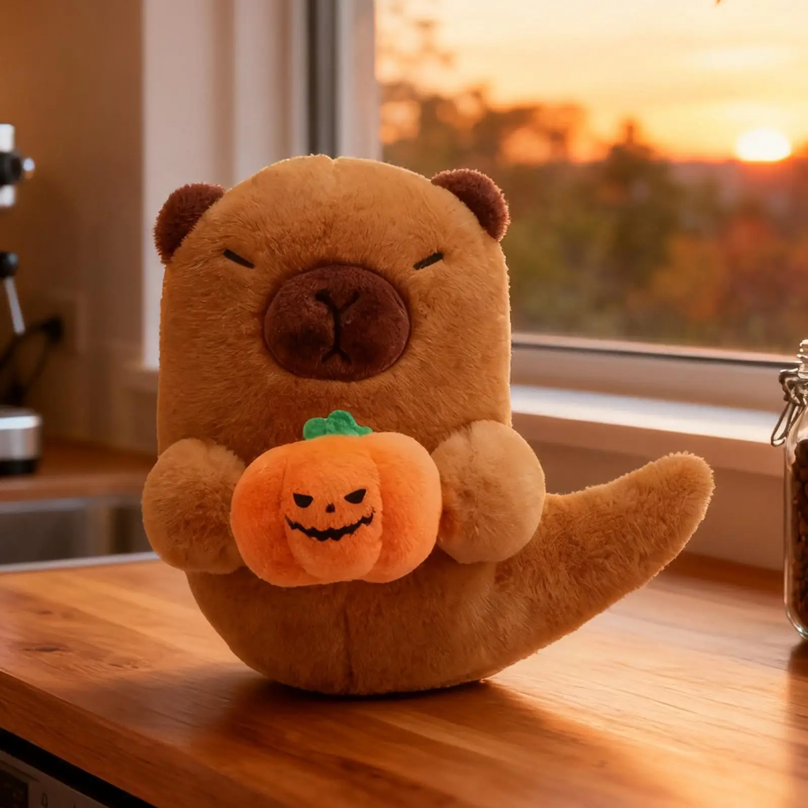 かわいいカピバラのぬいぐるみ、カボチャを持った7.4インチの幽霊のぬいぐるみ、子供、大人、男の子、自宅のリビングルーム用