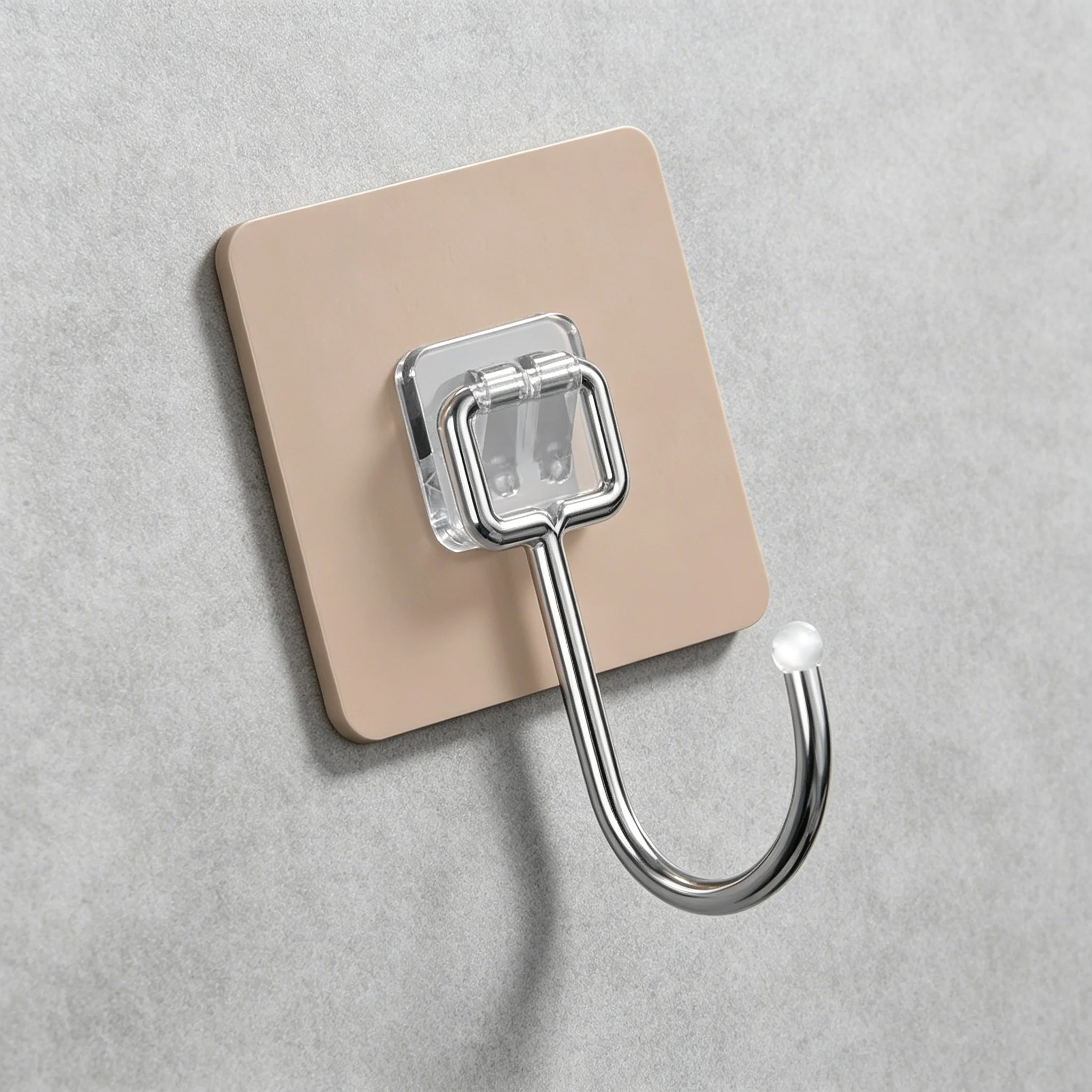 8 Pack Heavy Duty Transparent Adhesive Hooks, No Drill Traceless Wall Hangers for Clothes Hats Bags Home Storage - Detail 1
