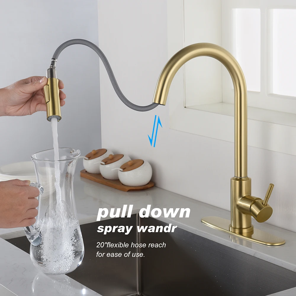 Touch Kitchen Faucet with Pull Down Sprayer 304 Stainless Steel Hot And Cold Kitchen Sink Water Taps Pull Out Spray Kitchen Sink