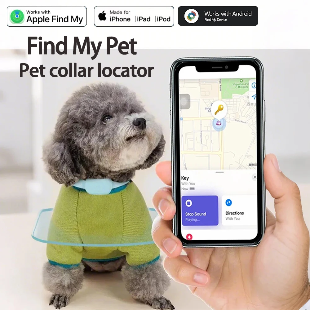 

GPS Pet tracker, Find my pet dog, Cat Little Pet Mini Silicone collar Anti-loss device works with Apple Apple IOS and Android