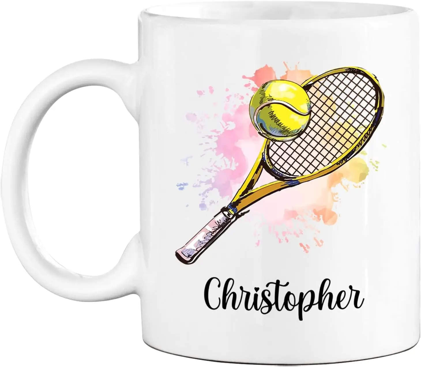 Custom Tennis Player Cup With Name - Tennis Lover Gift For Men Women - Sport Coffee Mug - Tennis Racket Ceramic Cup - Sport Play