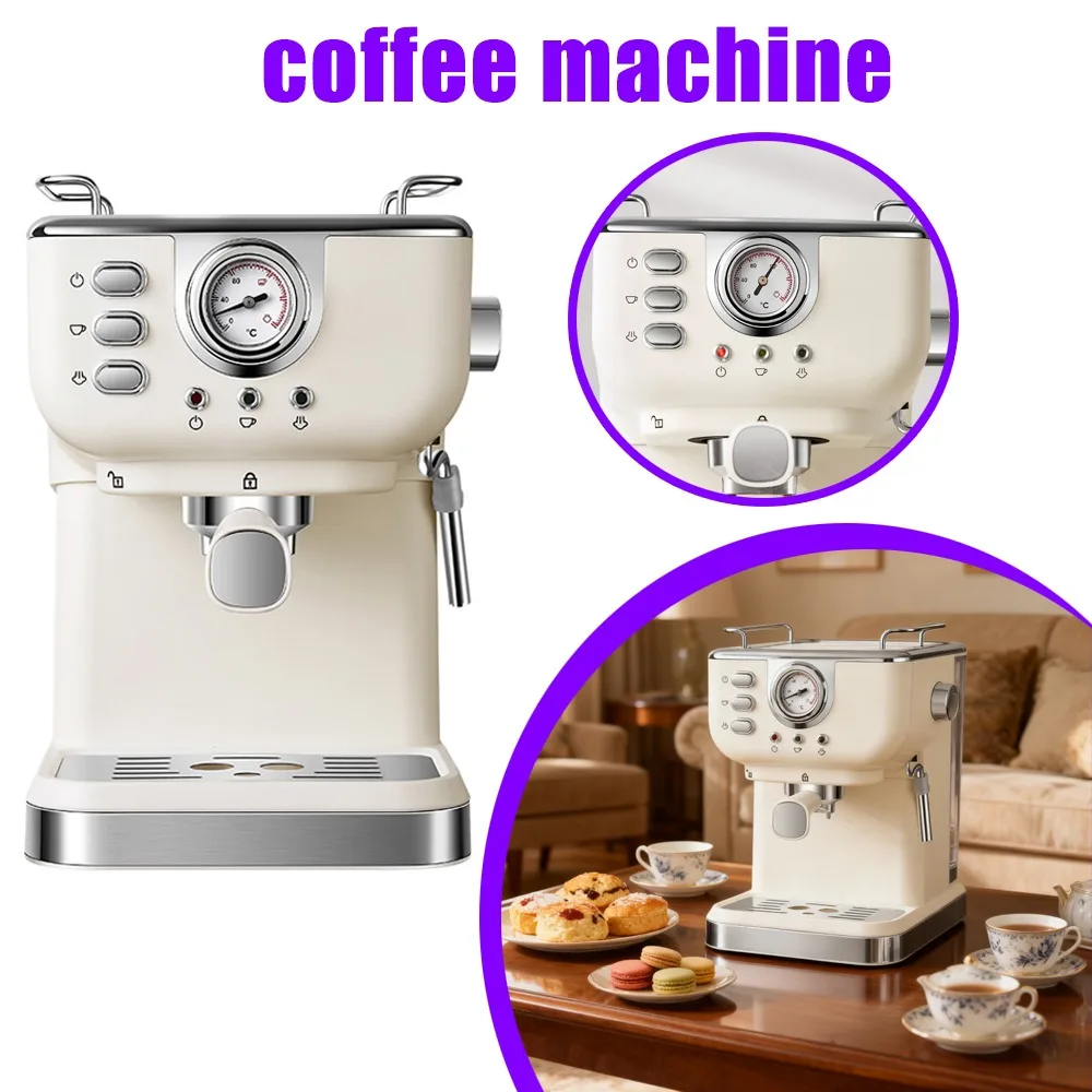 1 قطعة ماكينة صنع الاسبريسو بالضغط المحمولة شبه الأوتوماتيكية ماكينة القهوة للاستخدام المنزلي والمكتب مع وظيفة مزبد الحليب بالبخار