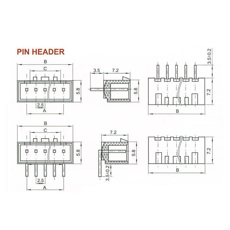 Conector macho y hembra piezas 2,54 6S, Conector de 7 pines, carcasa de cabezal, adaptador de conector, enchufe de extensión de equilibrio de batería RC, 10 JST-XH