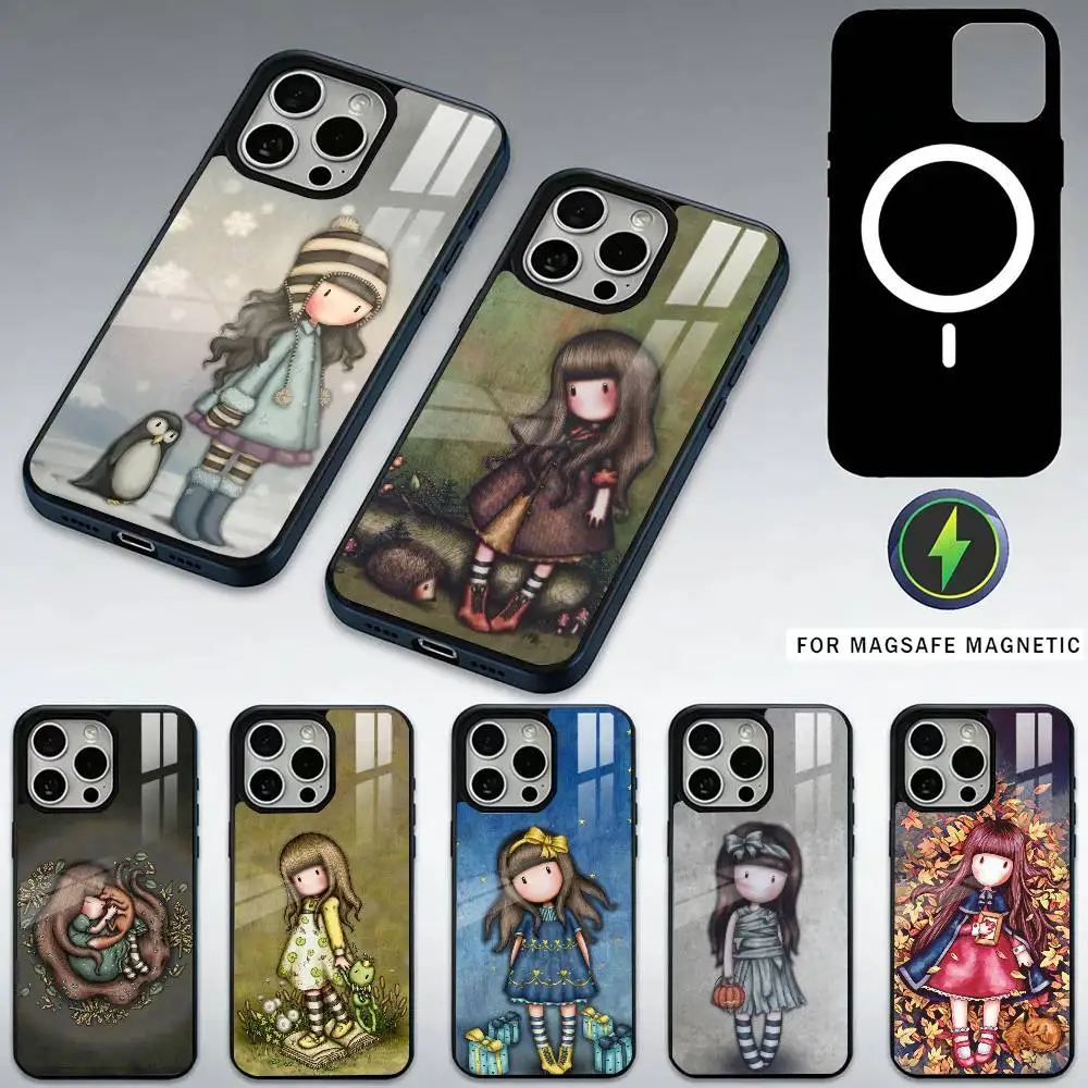 

S-Santoro G-Gorjuss Art Phone Case For iPhone17,16,15,14,13,12,11 Plus,Pro Max Magnetic For Magsafe Wireless Charging