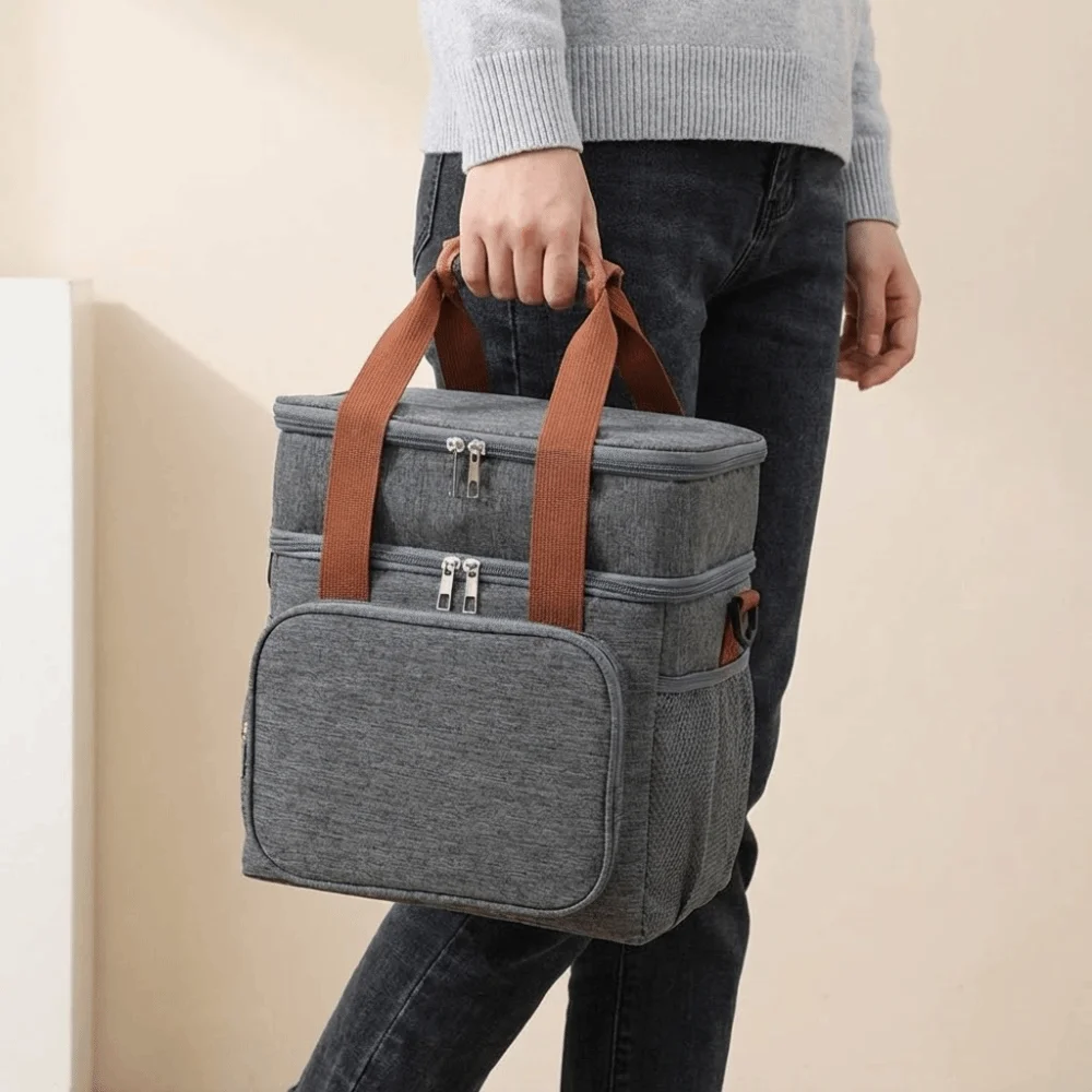 

Large Capacity Insulated Lunch Bag Leakproof Lightweight Picnic Tote Bag Side Pocket Handle Insulation Shoulder Bag Adults