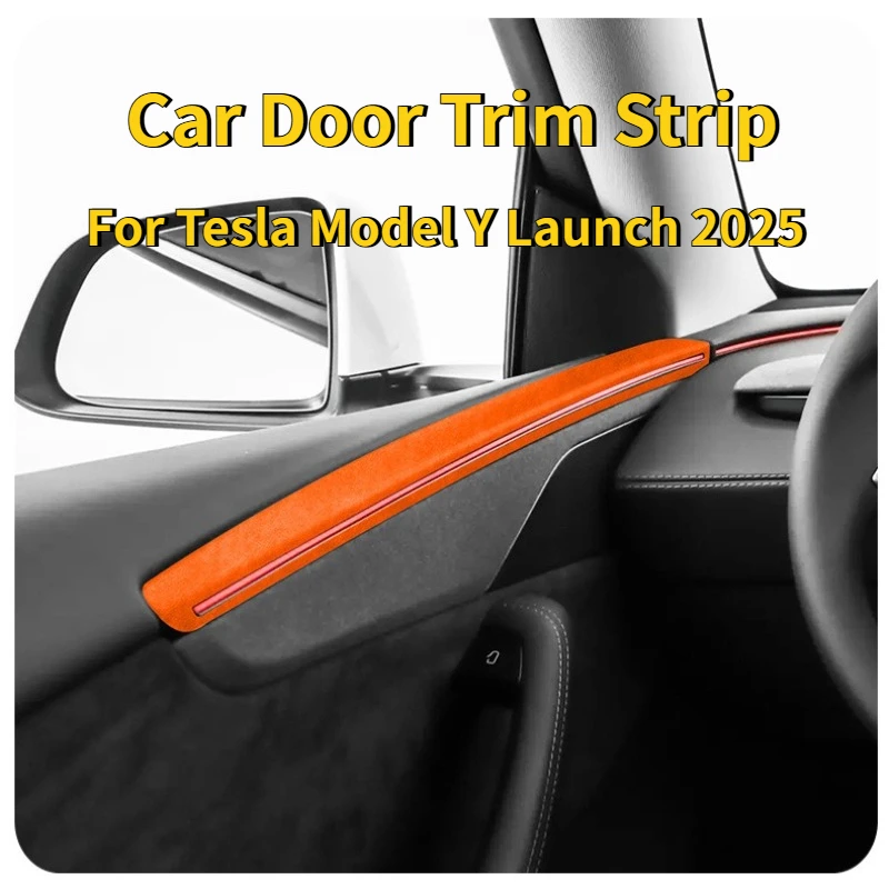 

Накладка на дверь автомобиля для Tesla Model Y Juniper 2021, замша из алькантары, ультратонкая декоративная наклейка, модификация салона автомобиля, часть