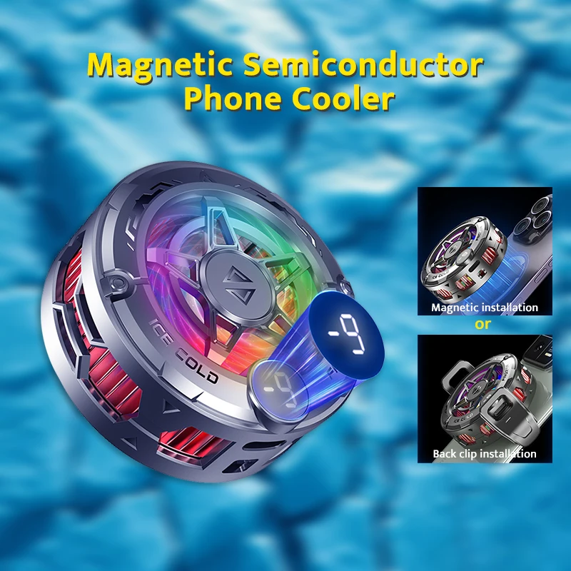 مبرد هاتف K20 مغناطيسي لأشباه الموصلات مع شاشة رقمية وأضواء RGB للألعاب سريعة الحرارة وتبريد قوي #1