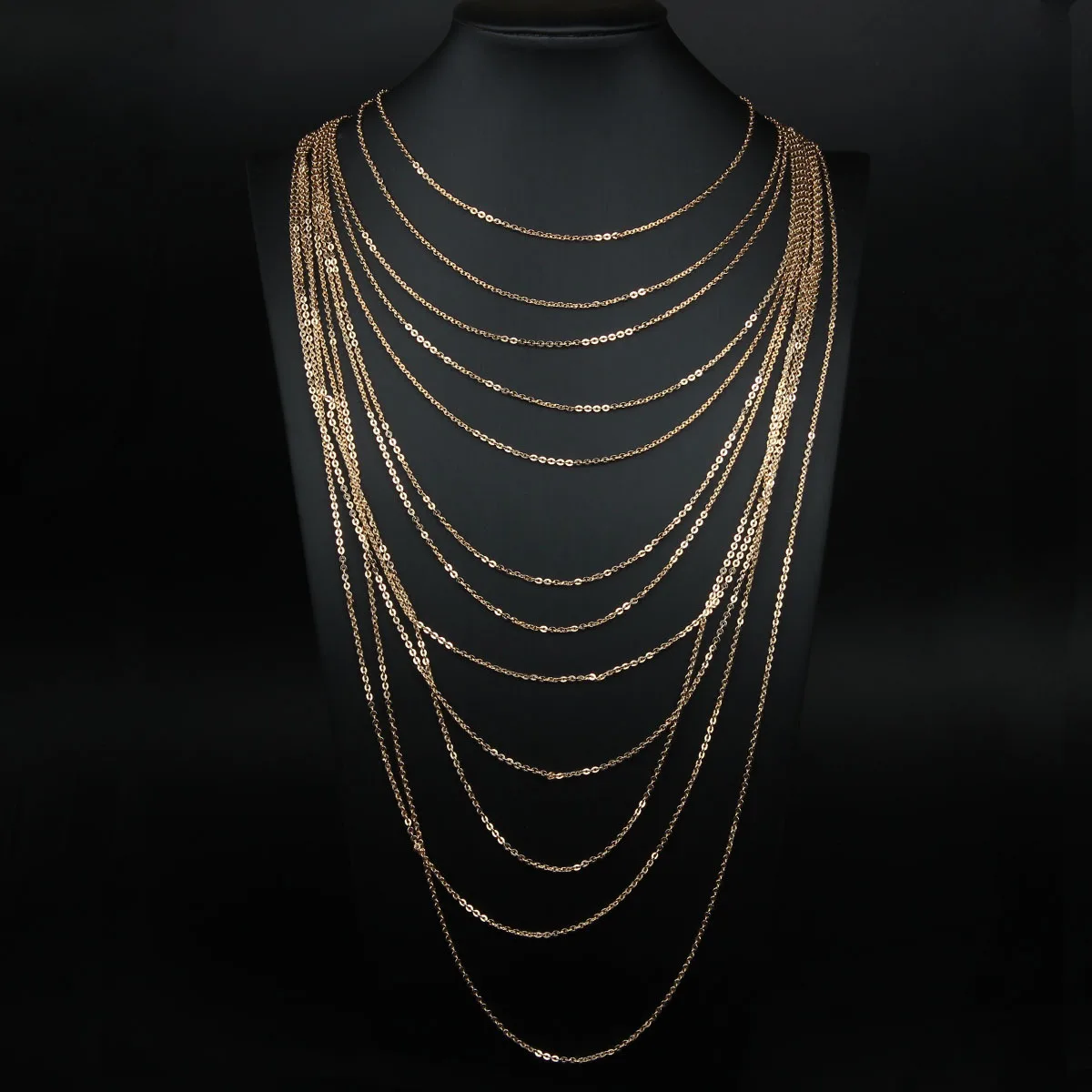 

DIY accessories Cross-border, European and American exaggerated multi-layer metal texture chain long necklace women's fashion bo