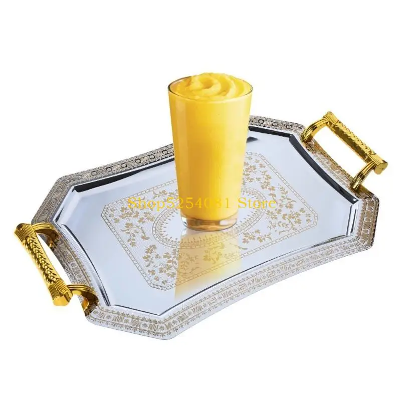 AXYC Stainless Steel Storage Tray with Handle Delicate Pattern Serve Plate Supplies