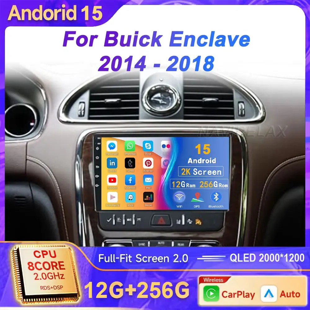 Coche Android para Buick Enclave 2007 - 2017 Carplay GPS unidad principal navegación estéreo pantalla de vídeo Bluetooth Wifi 5G No 2din DVD