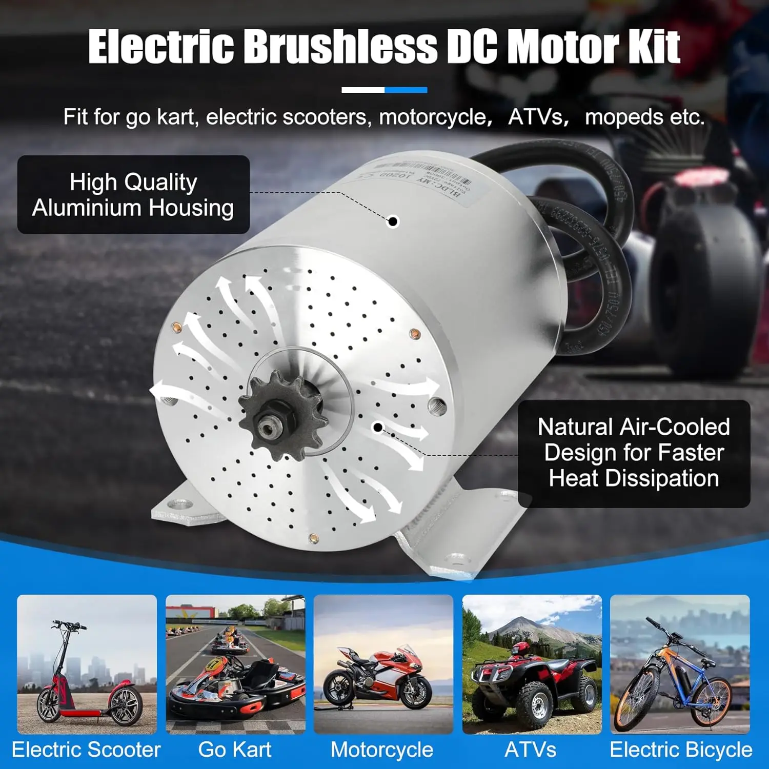 Kunray72V 3000W Brushless DC Motor Kit 1000W/2000W Engine Motorcycle E-Bike DIY Part Conversion Kit