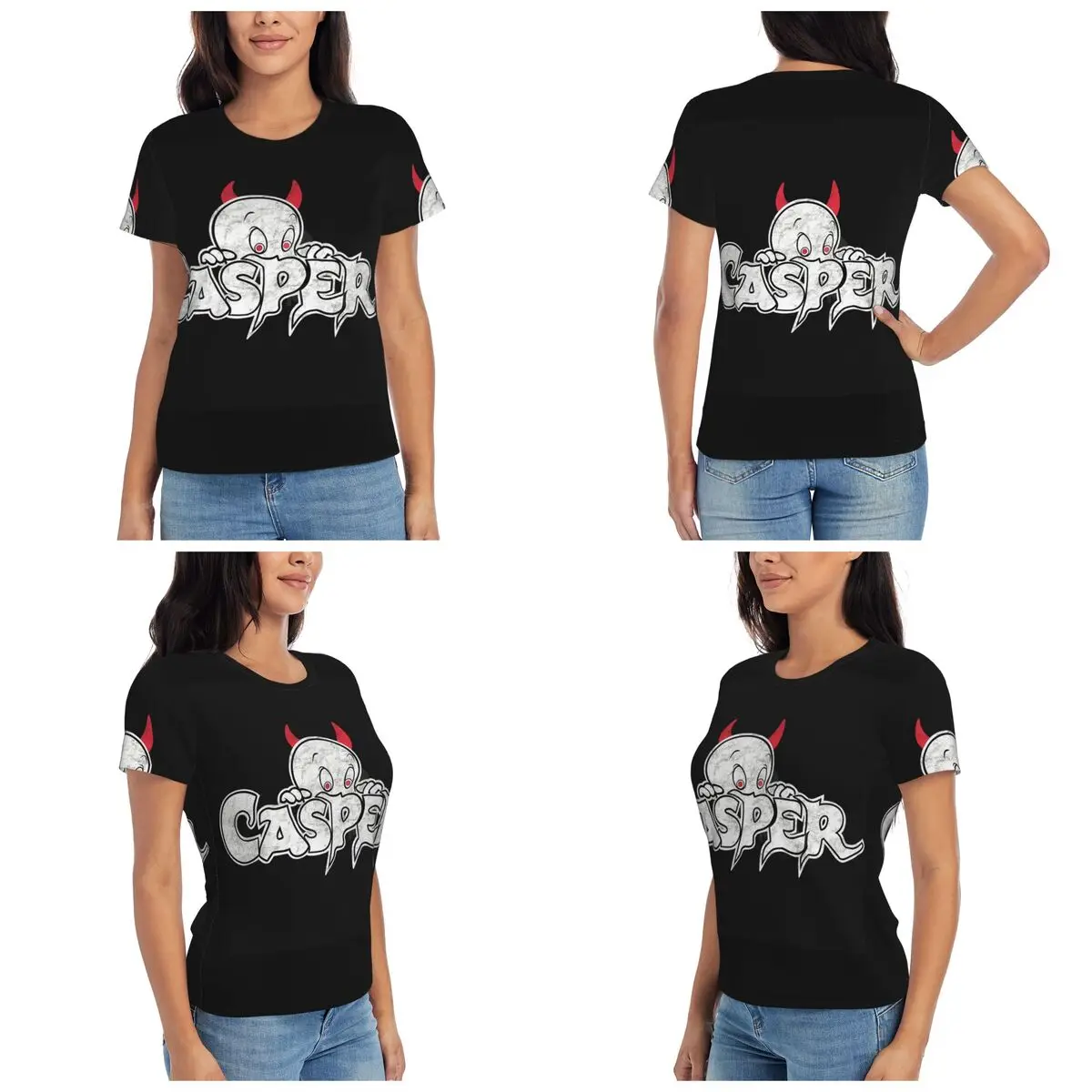 The Friendly Ghost Casper T-Shirt Women Short Sleeve T Shirts O-Neck Clothing Cotton Summer Tees Streetwear