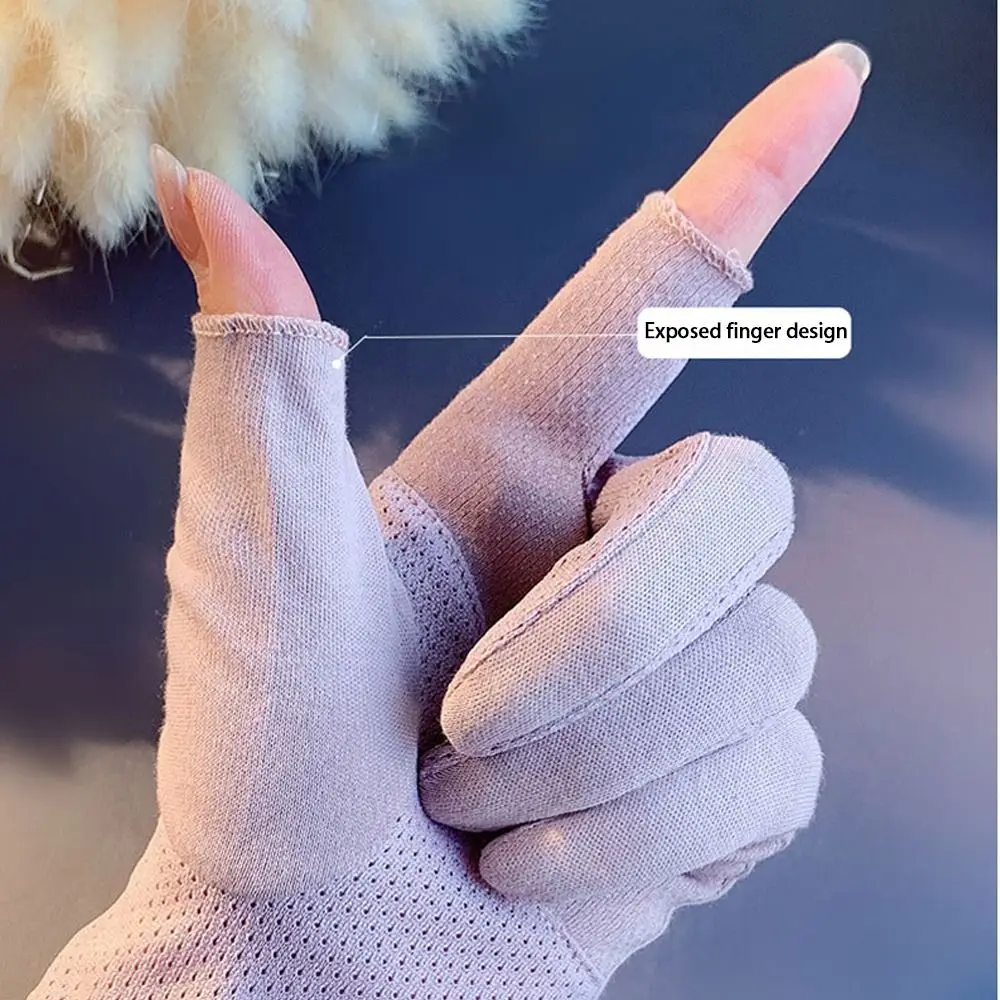 قفازات نسائية جديدة مضادة للأشعة فوق البنفسجية تعمل باللمس قفازات قابلة للتنفس رقيقة غير قابلة للانزلاق قفازات واقية من الشمس صيفية