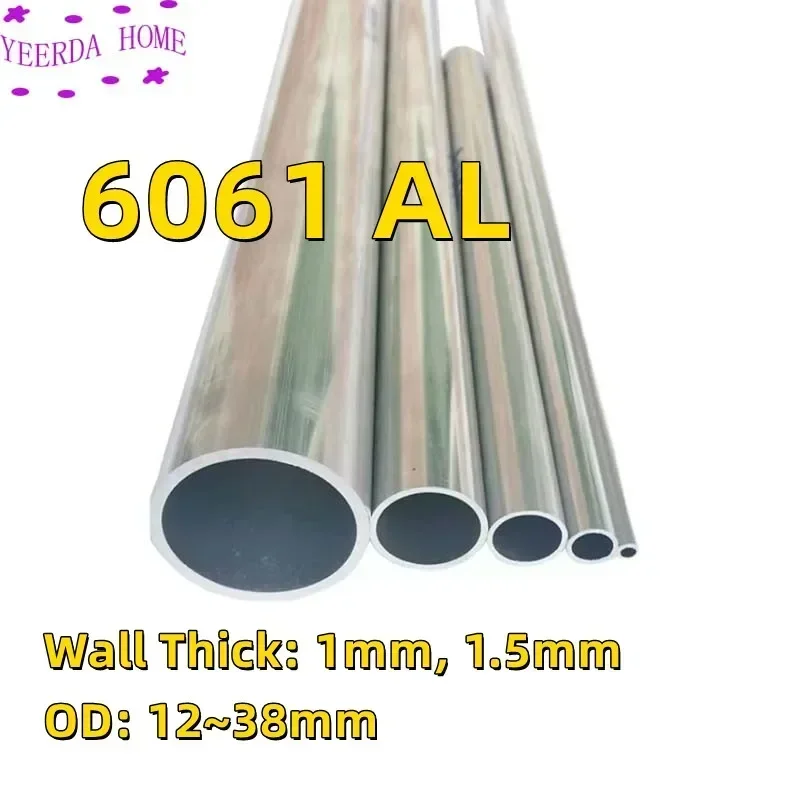 

1mm 1.5mm Wall Thick Seris 6061 aluminum tube pipe hollow aluminum pipe 12mm ~ 40mm Dia