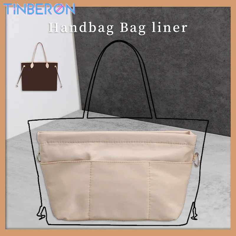 

TINBERON Nylon Inner Bag Makeup Storage Organizer Multi-Pockets Insert Cosmetic Bag Handbags Organizer Insert Travel Wash Bags