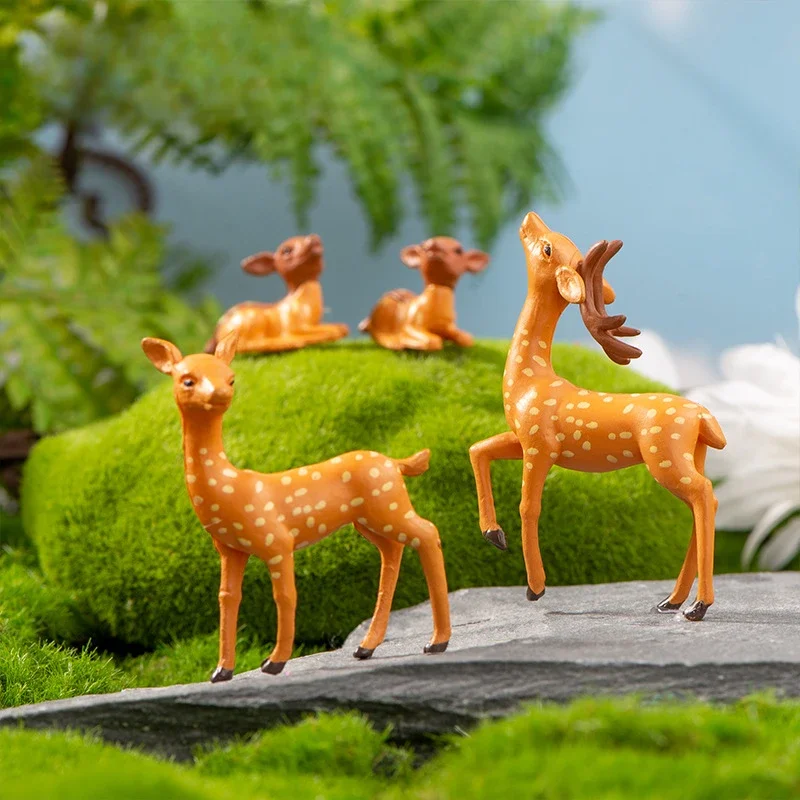 Mini Deer Realistic Elk Figurine Woodland Animal Figurines Desktop Model Collection Party Favors Educational Learning Toys