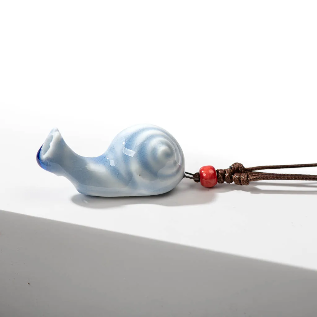 Charming Ceramic Snail Whistle Pendant With Adjustable Colored Strings Adorable Cartoon Snail And A Stylish Necklace 2X835