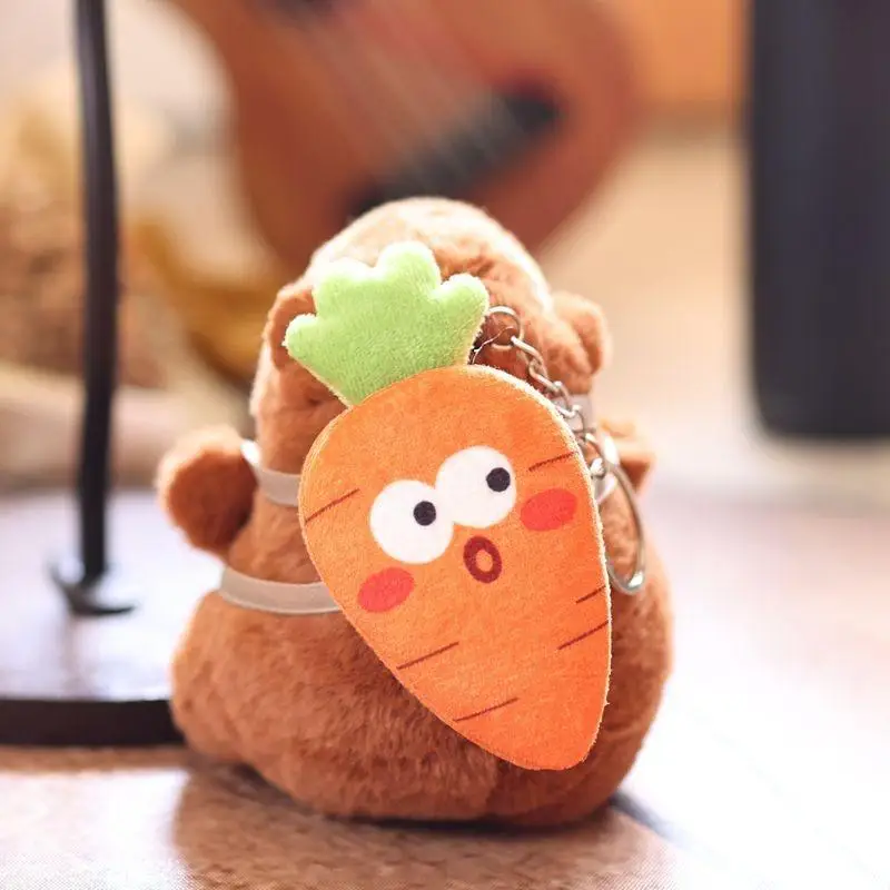Cute Fruits Capybara Plush Keychain Cartoon Stuffed Animal Doll Keyring Bag Pendant Backpack Hanging Decoration Kids Gifts
