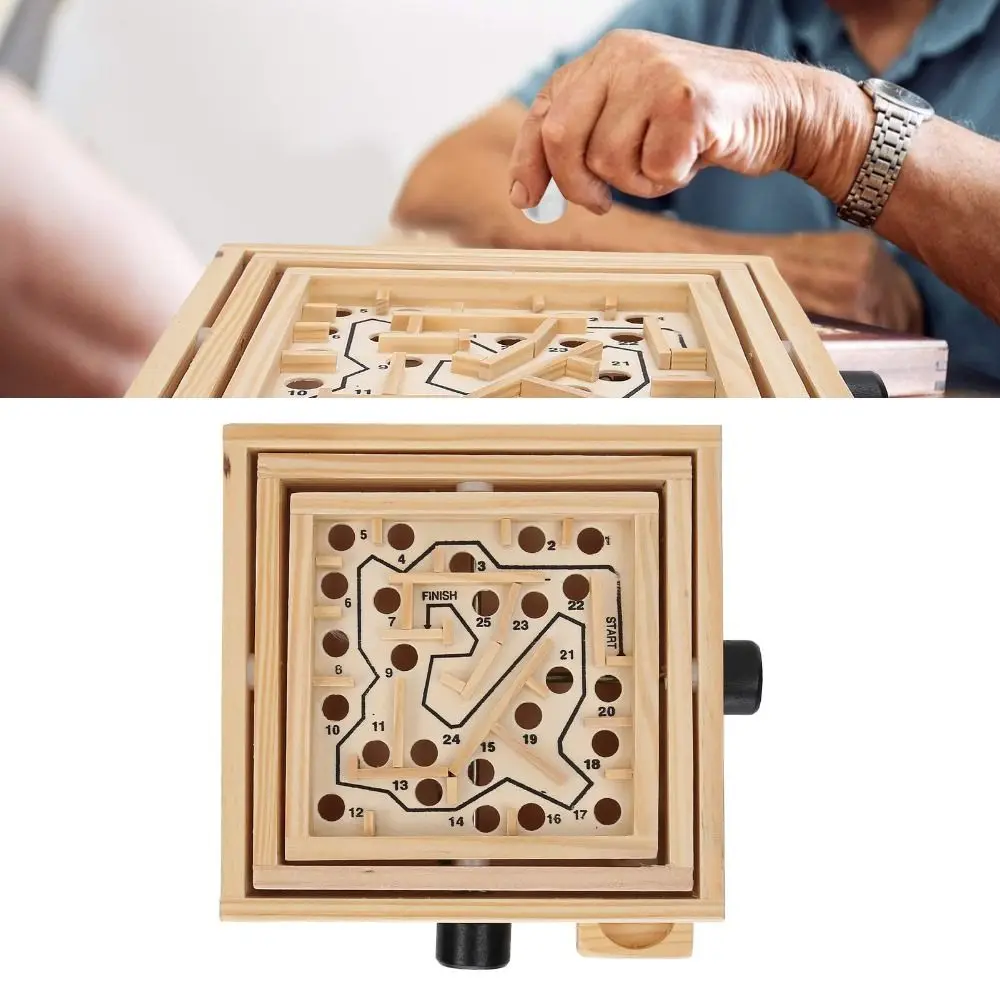 Creativity Wooden Labyrinth Puzzle Toy Intelligence Balance With Steel Ball Ball Maze Toy Memory Brain Puzzle Games for Elderly