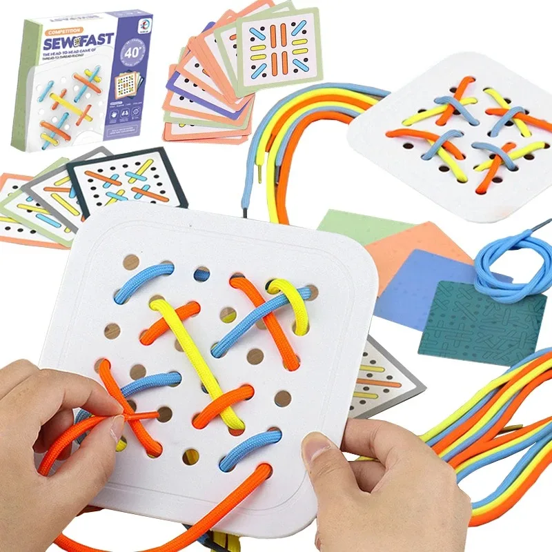 Lacing & dressing skill-building toy, buttons zippers shoelaces practice, kids' educational family interactive plaything