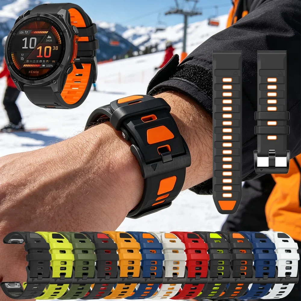 26/22mm Quick Fit for Garmin Fenix E ​​8 51/47mm Watch Strap Silicone Replacement Straps 7X/6X/5X Enduro 2 3 HR  Epix Gen 2 Band