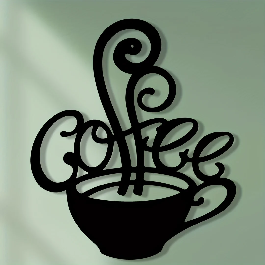 Coffee Cup Iron Metal Wall Art, Kitchen Cafe Wall Decor for Living Room Dining Area, Coffee Lover Gift