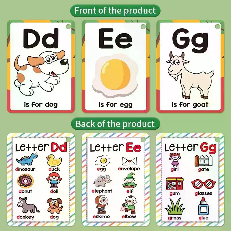 도전적인 교육용 게임, 156개의 A-Z 단어가 포함된 27개의 영어 단어 발음 학습 카드