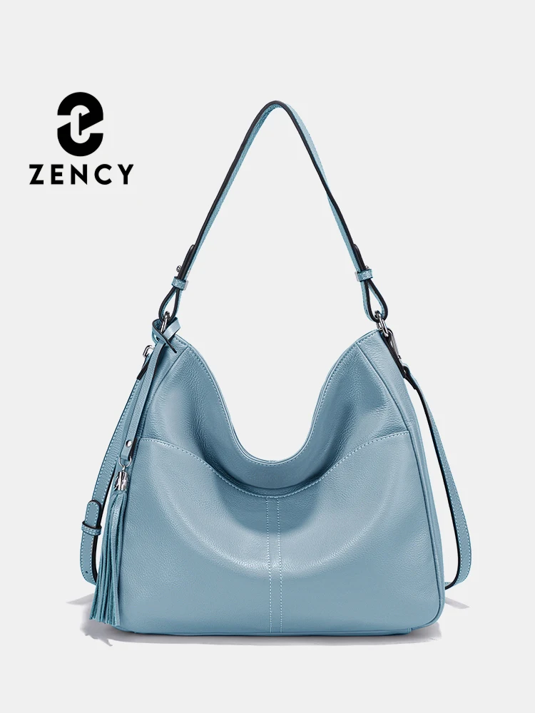 

Zency Taro Pink Beige Women Handbag 100% Genuine Leather Soft Hobo Shoulder Crossbody Elegant Tassel Designer Underarm Bag 2025