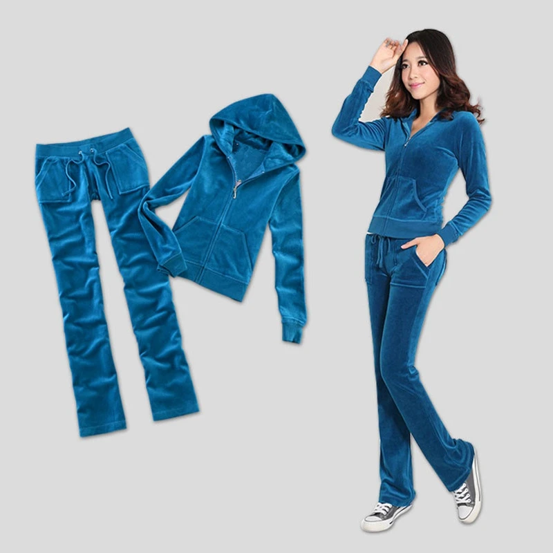 Velvet Tracksuit for Women 2024 Fall Winter Women\'s Sweatshirt and Pants Suit Two Piece Set