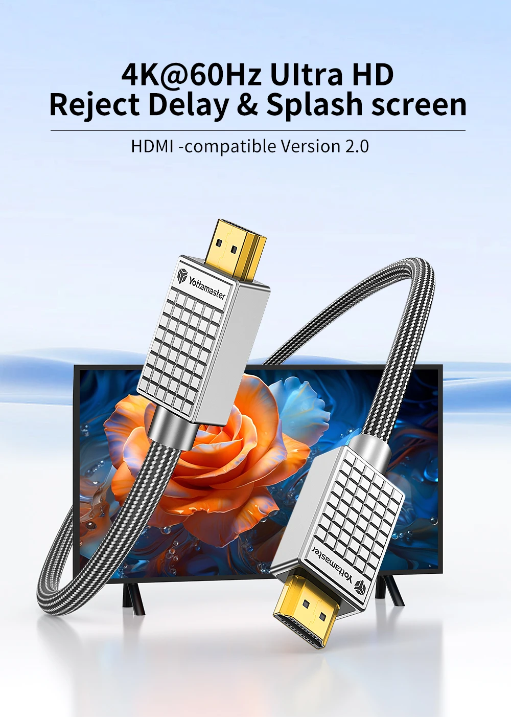 Yottamaster 8K@60Hz HDMI 2.1 48Gbps Compatible 4K240Hz 3D Video Cable Engineering Level for Notebook PC to TV Projector Cable