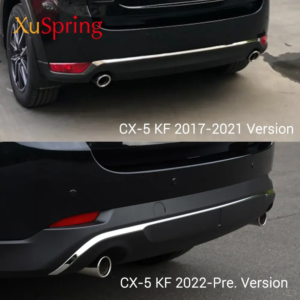 For Mazda CX-5 CX5 2022 2023 2024 KF Car Rear Door Bottom Chrome Trim Tail Bumper Strips Stickers Cover Styling Accessories