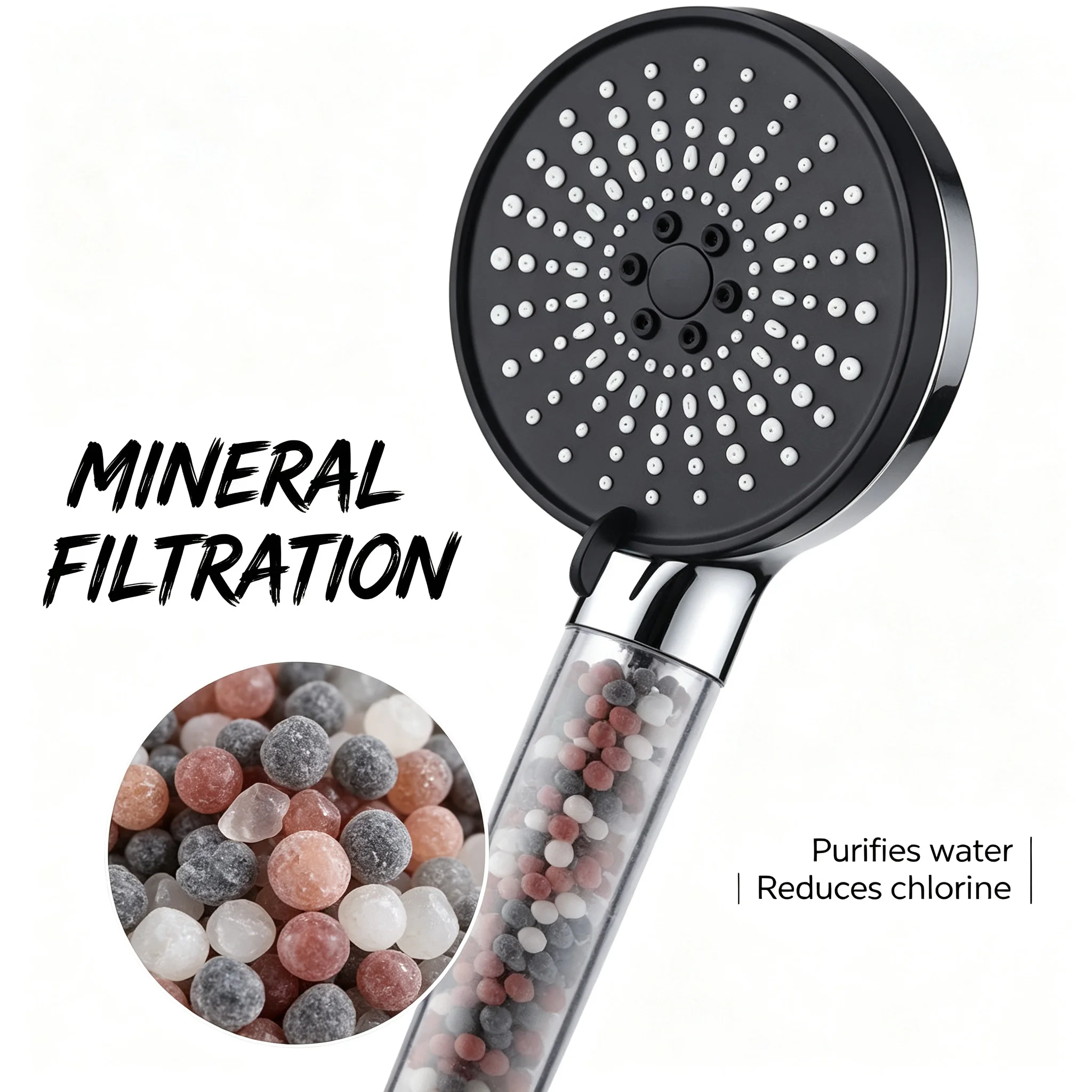 Handheld Shower Nozzle with Filter Impurities Remove Chlorine Heavy Metals Calm Sensitive Skin Provide Healthy Shower Water