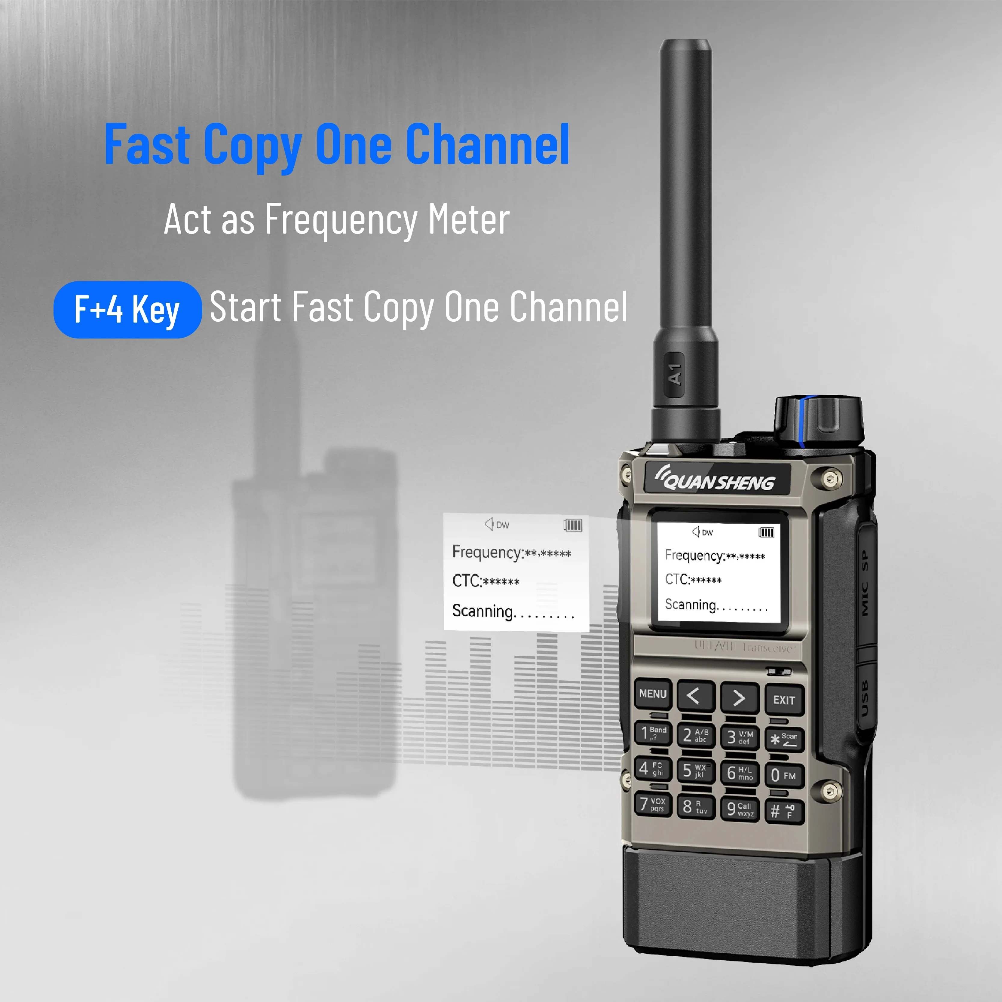 QUANSHENG UV-K1(8) Dual Band Walkie Talkie VHF UHF 5W Long Range Radio Outdoor Camping Hiking Travel Communication Tool