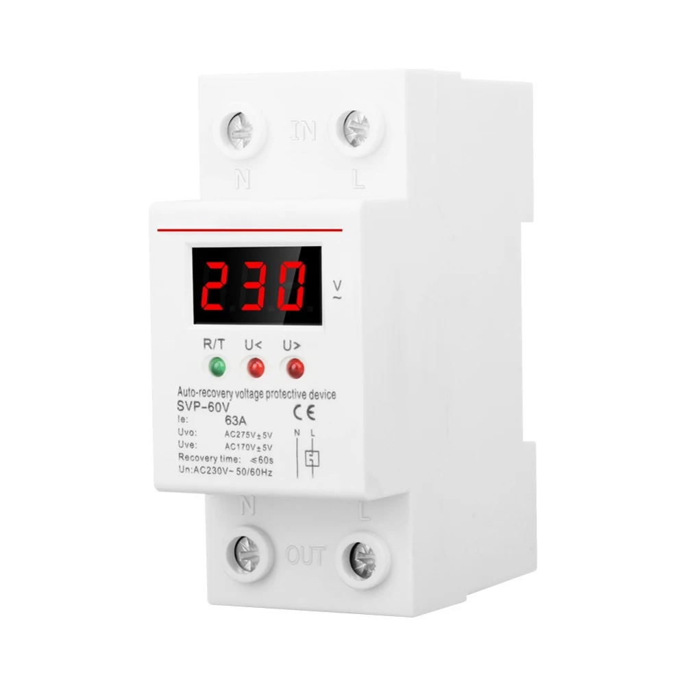 

Under-voltage Protector 220V AC Circuit Breaker Adjust Voltage Relay Control Over Under Voltage 63A Automatic Recovery