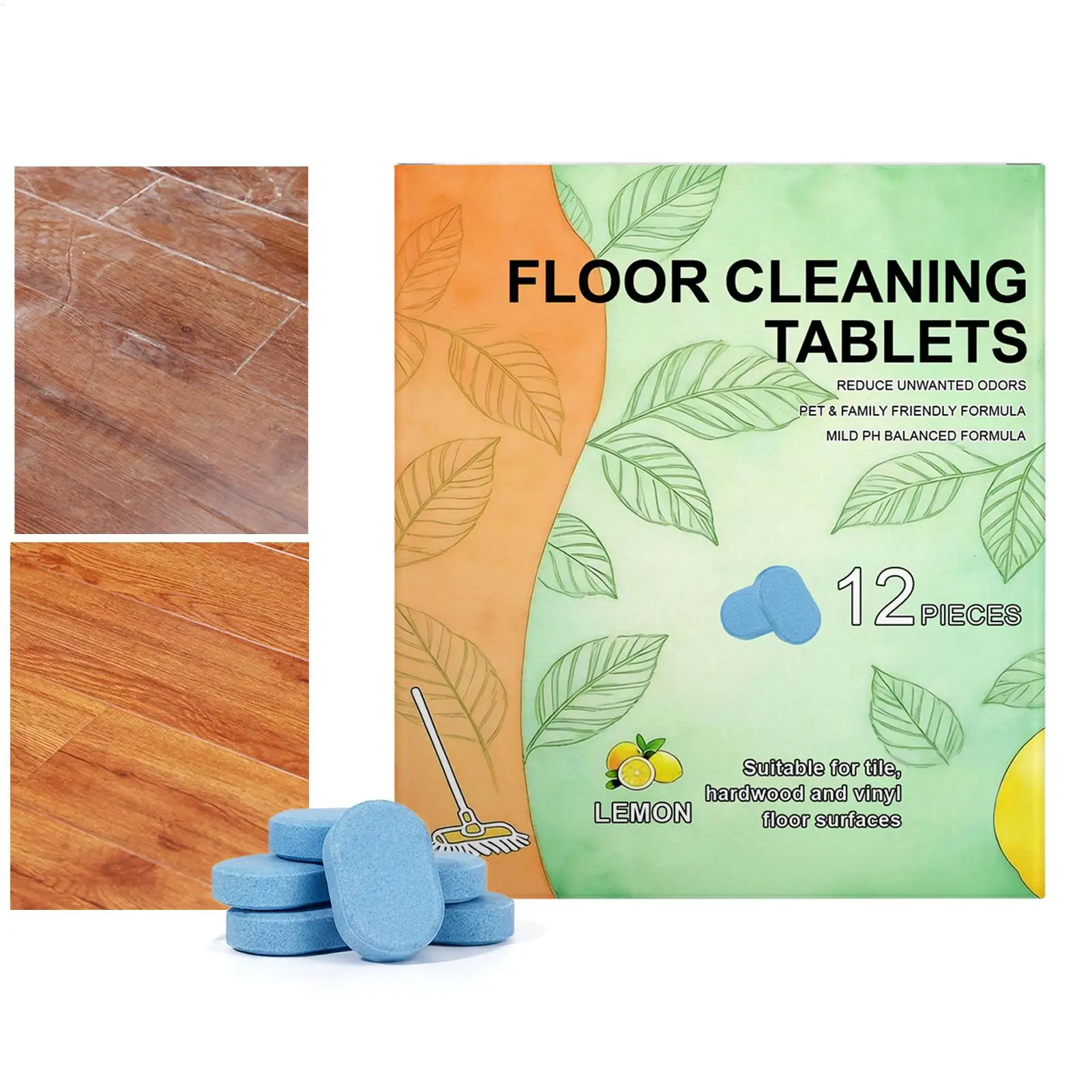 Floor Stain Removal Agent Floor Cleaner Tablets Solution Cleaning Sheets Water-Soluble Sterilizing Fragrant Dirt Toilet Cleaning